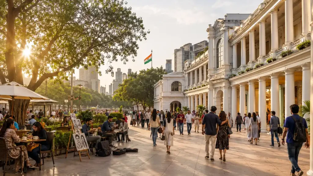 Connaught Place bustling pedestrian plaza